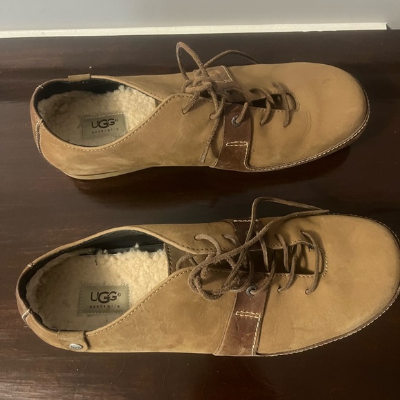 UGG Men's Brown Leather Sneakers - Picture 1 of 10